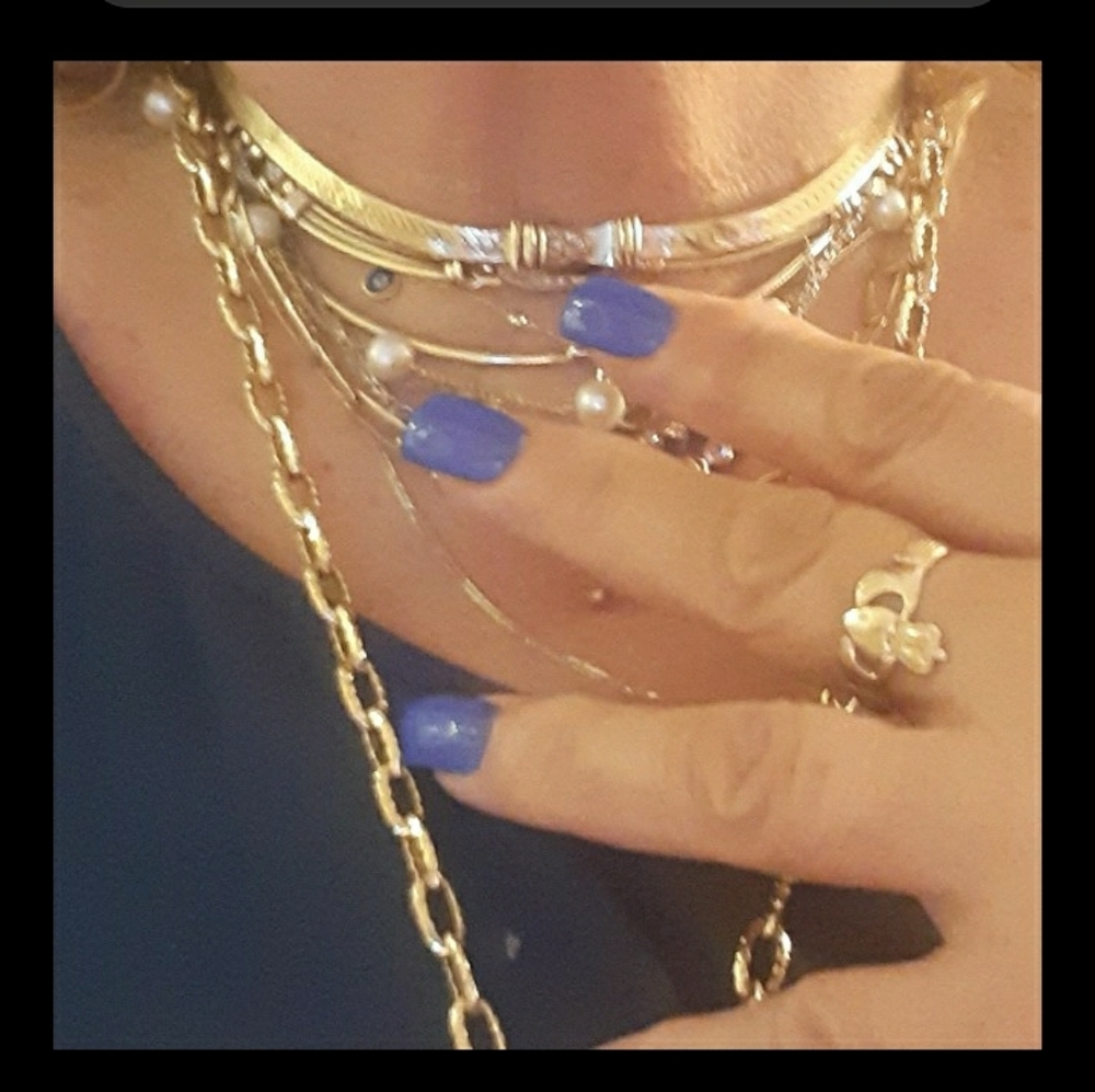 14k herringbone & diamond vintage necklace